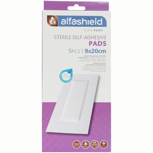 AlfaShield Sterile Self-Adhesive Pads Αποστειρωμένα Αυτοκόλλητα Επιθέματα 5 Τεμάχια - 9x20cm